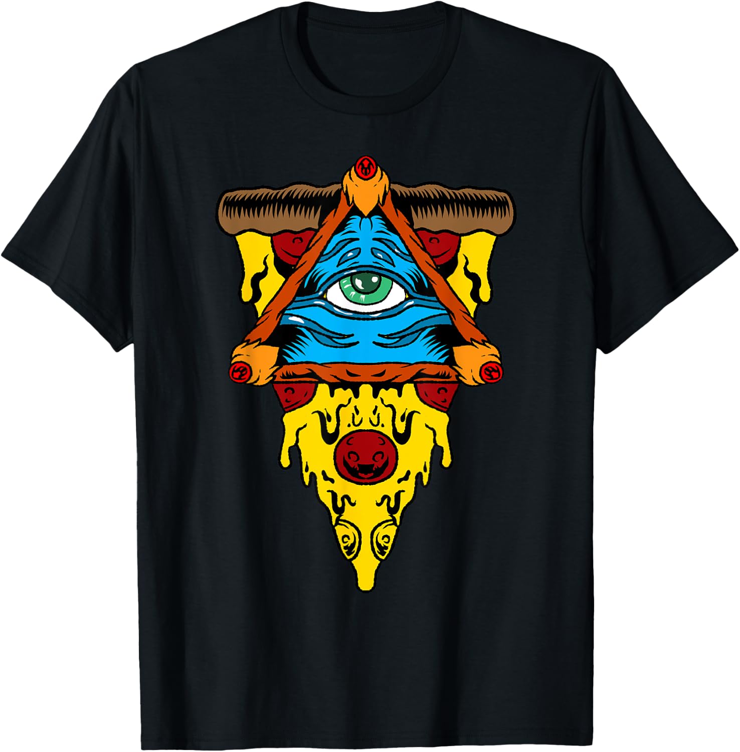 Pizza Illuminati Cool All Seeing Eye Conspiracy Gift T-Shirt - T-Shirt | Black