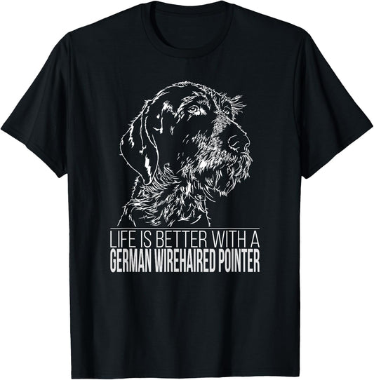 Proud German Wirehaired Pointer life is better dog T Shirt T-Shirt - T-Shirt | Black