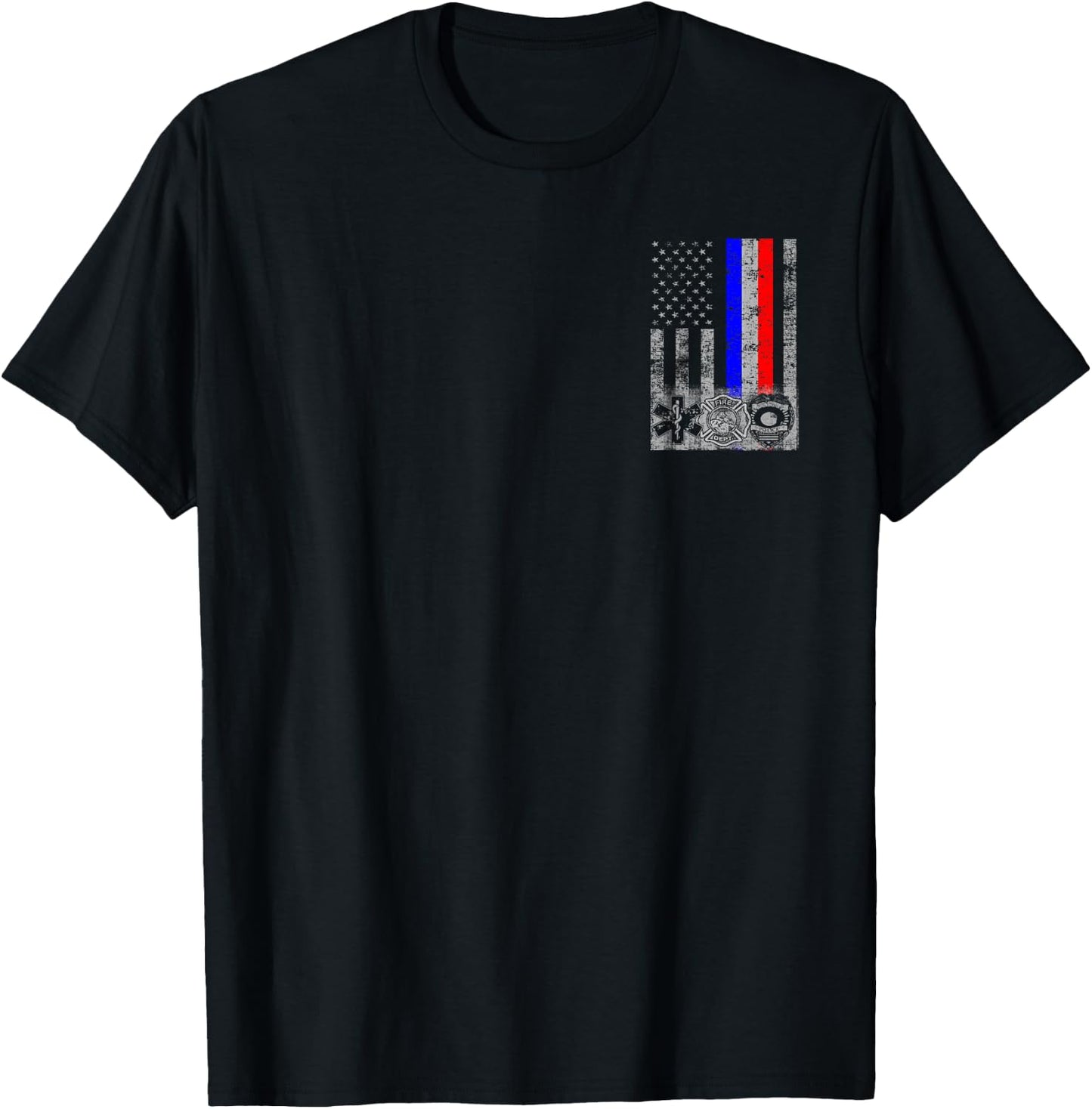Fireman Police EMT/First Responder Flag T-Shirt - T-Shirt | Black