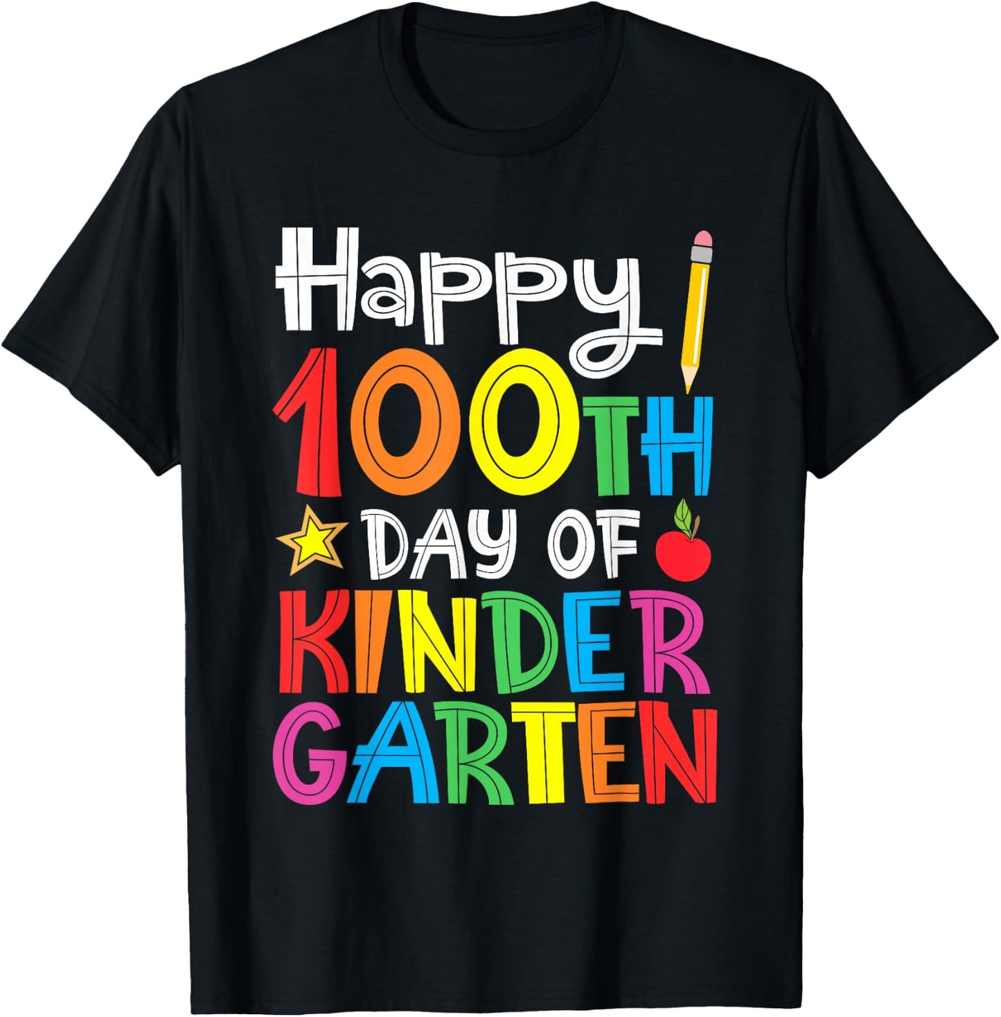 Happy 100th Day of Kindergarten Teacher or Student T-Shirt - T-Shirt | Black