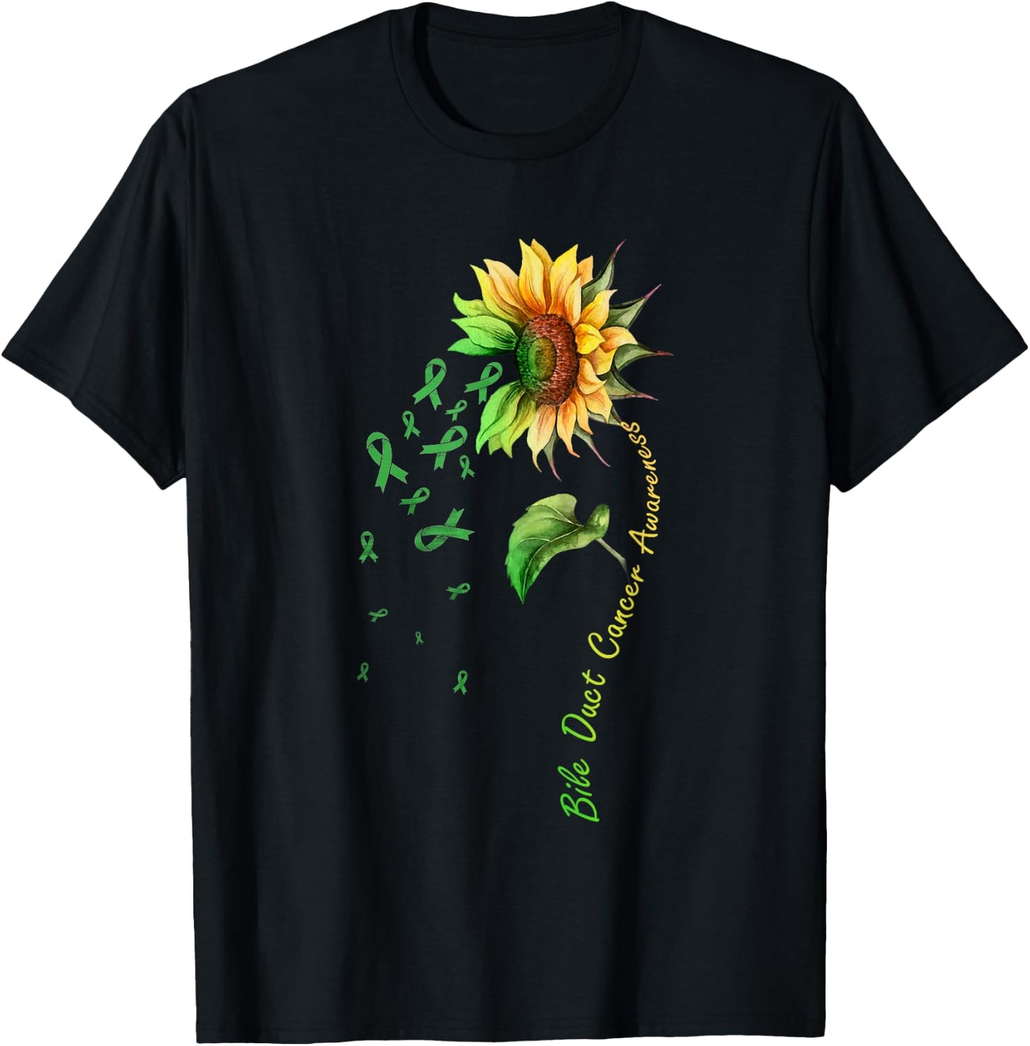 Bile Duct Cancer Awareness Sunflower Shirt T-Shirt - T-Shirt | Black