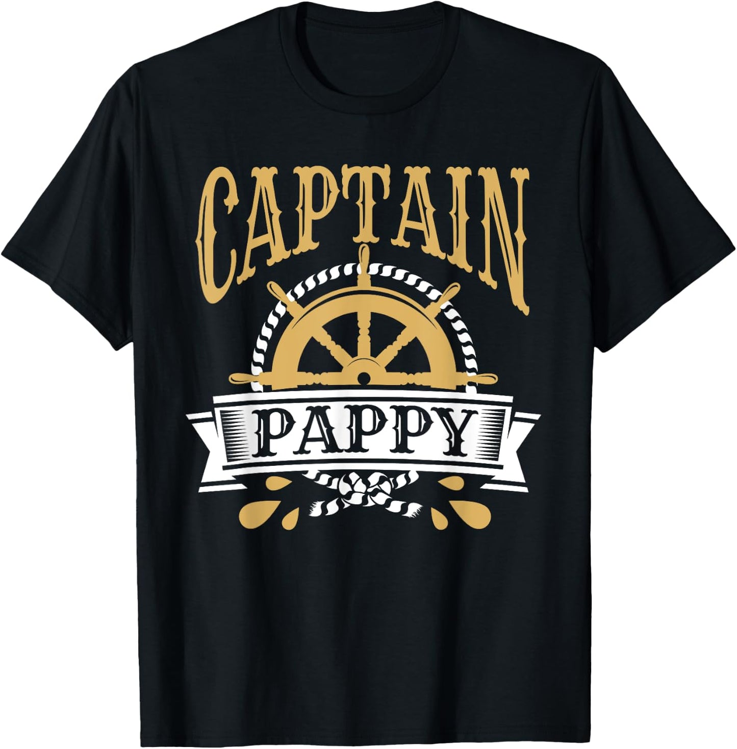 Captain Pappy Pirate Party Father's Day T-Shirt - T-Shirt | Black