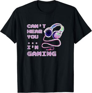 Play Like A Girl Gamer Gaming Girl Can't Hear You Saying Gift T-Shirt - T-Shirt | Black