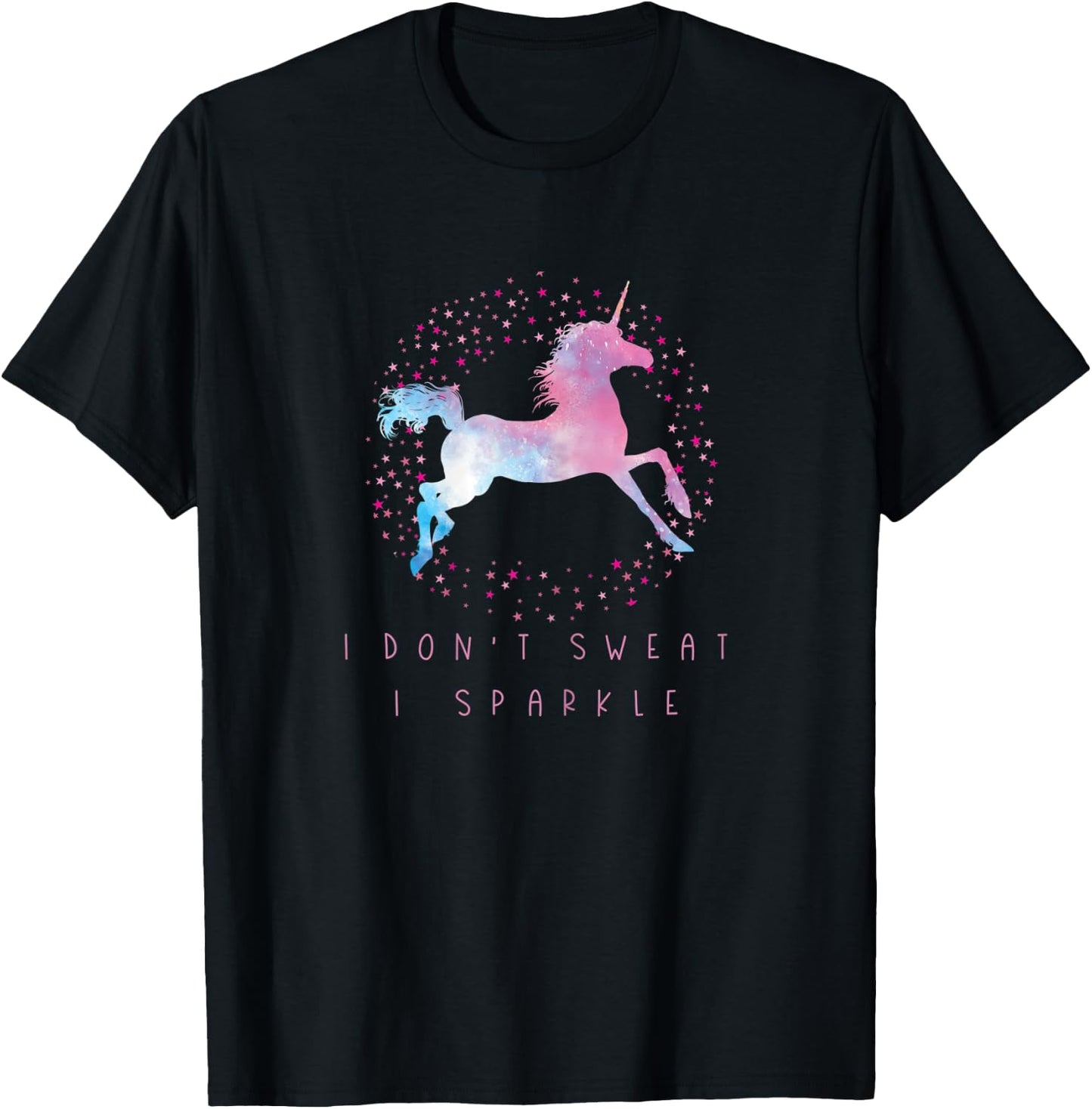 I Don't Sweat I Sparkle Unicorn Workout & Fitness T-Shirt - T-Shirt | Black