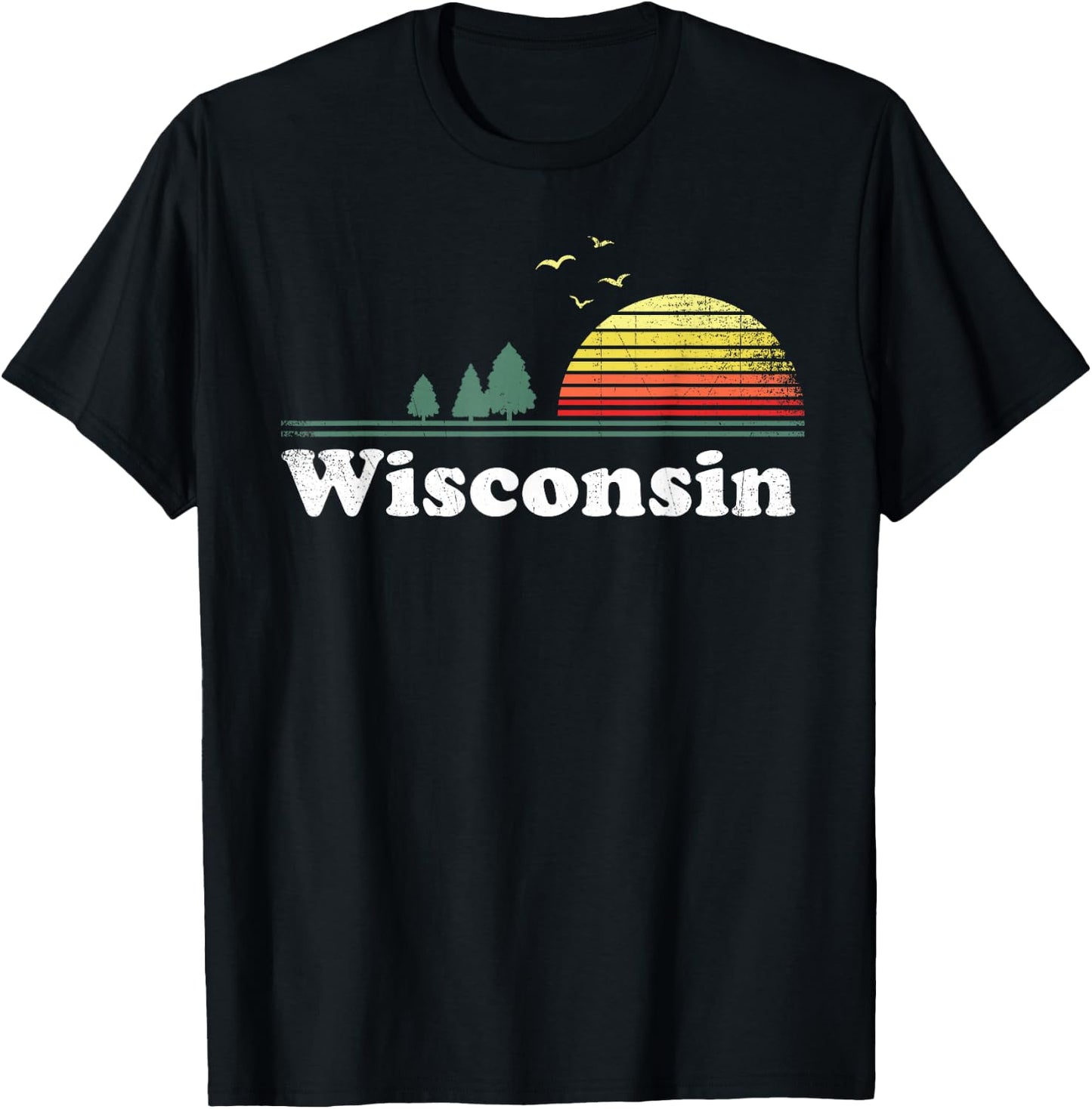 Retro Wisconsin State Park WI Home Design T-Shirt - T-Shirt | Black