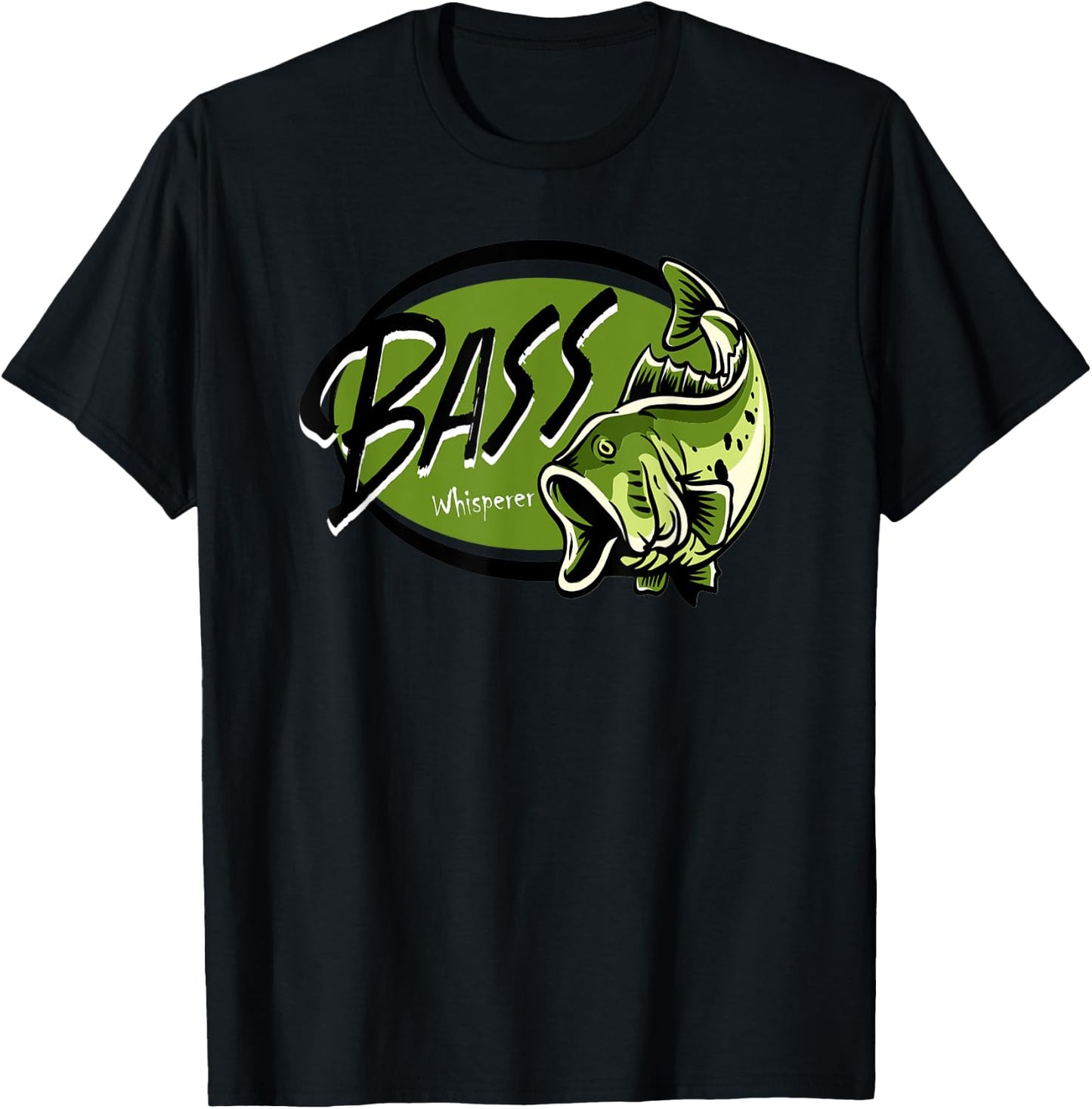 Bass Fisherman Fishing for bass Bass Whisperer T-Shirt - T-Shirt | Black