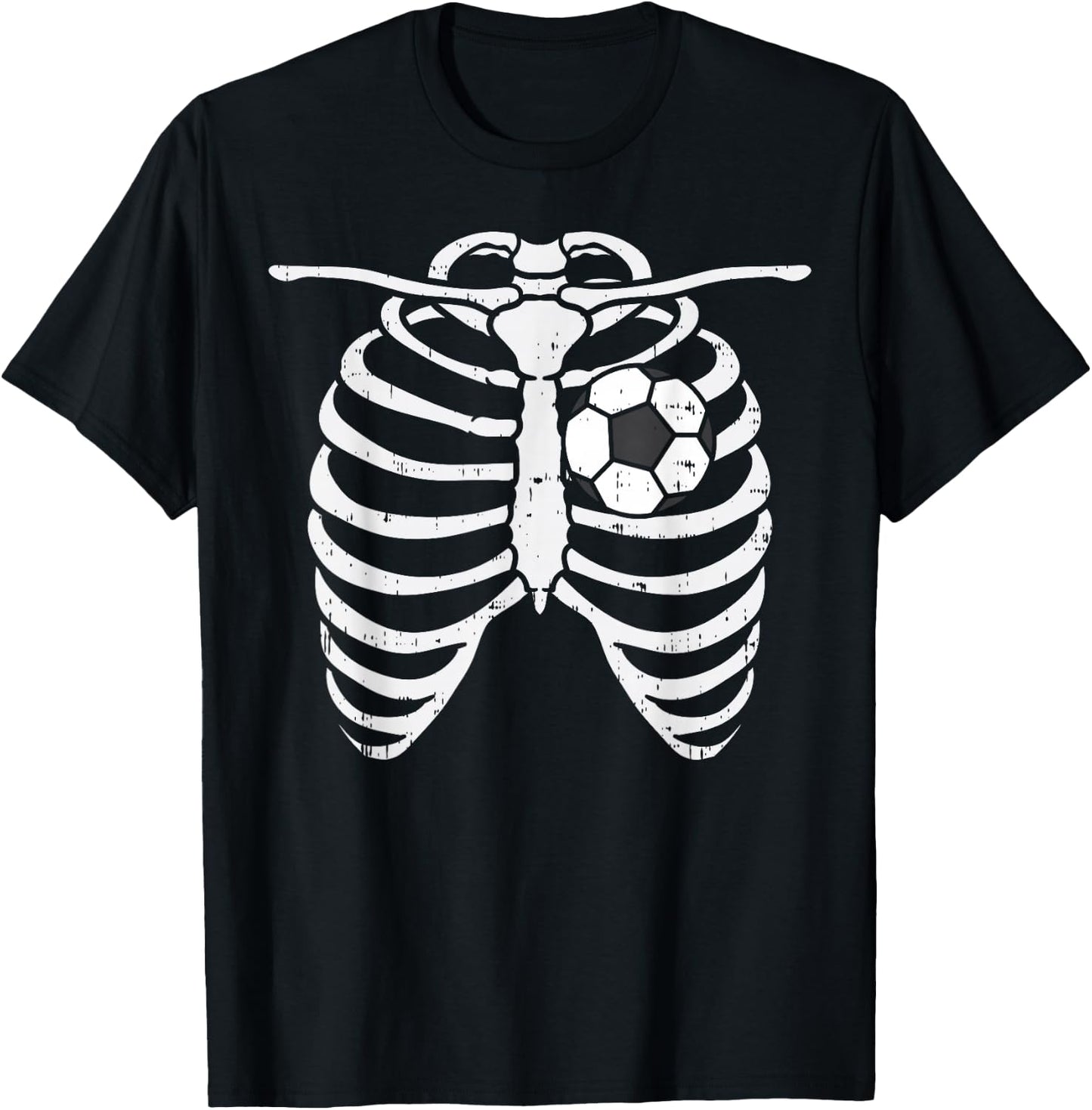 Soccer Heart Skeleton Ribs X-Ray Sport Halloween Costume T-Shirt - T-Shirt | Black