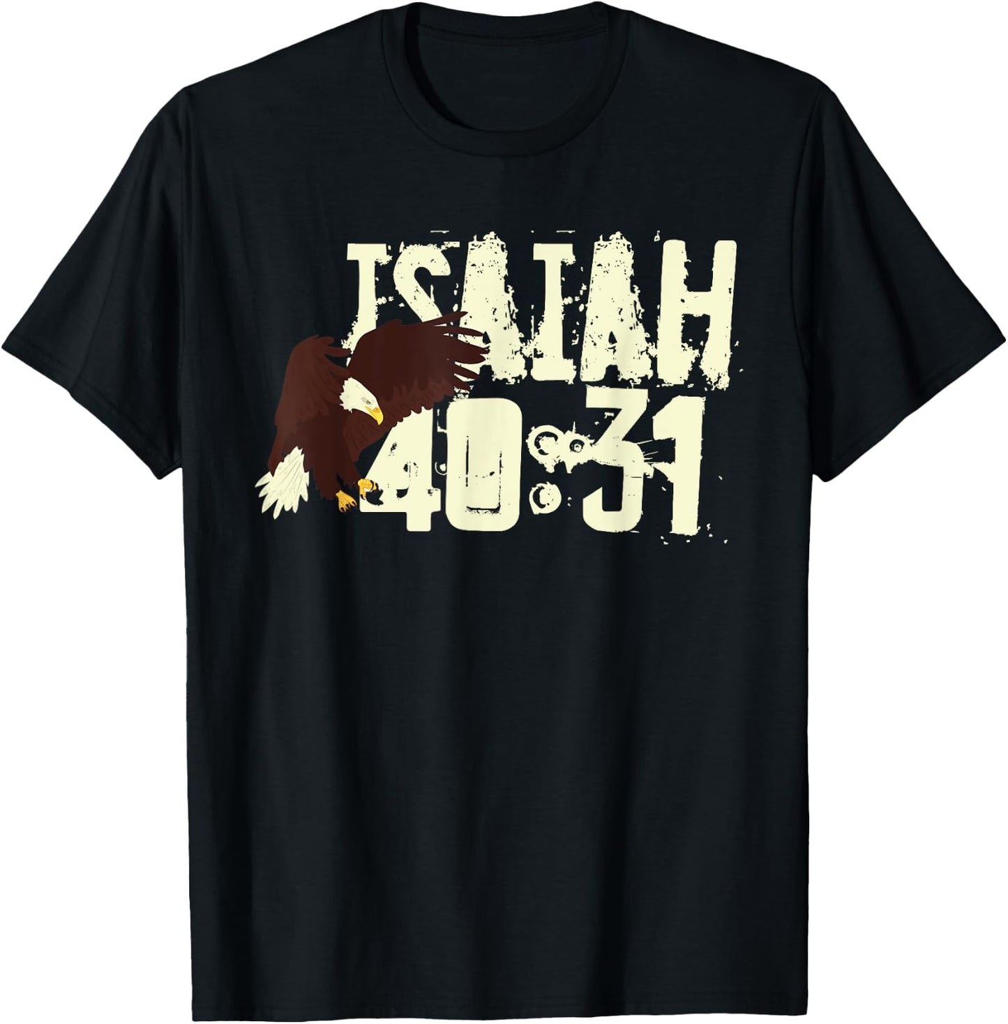 Eagle - Christian Faith Bible Verse - Isaiah 40:31 Soaring T-Shirt - T-Shirt | Black
