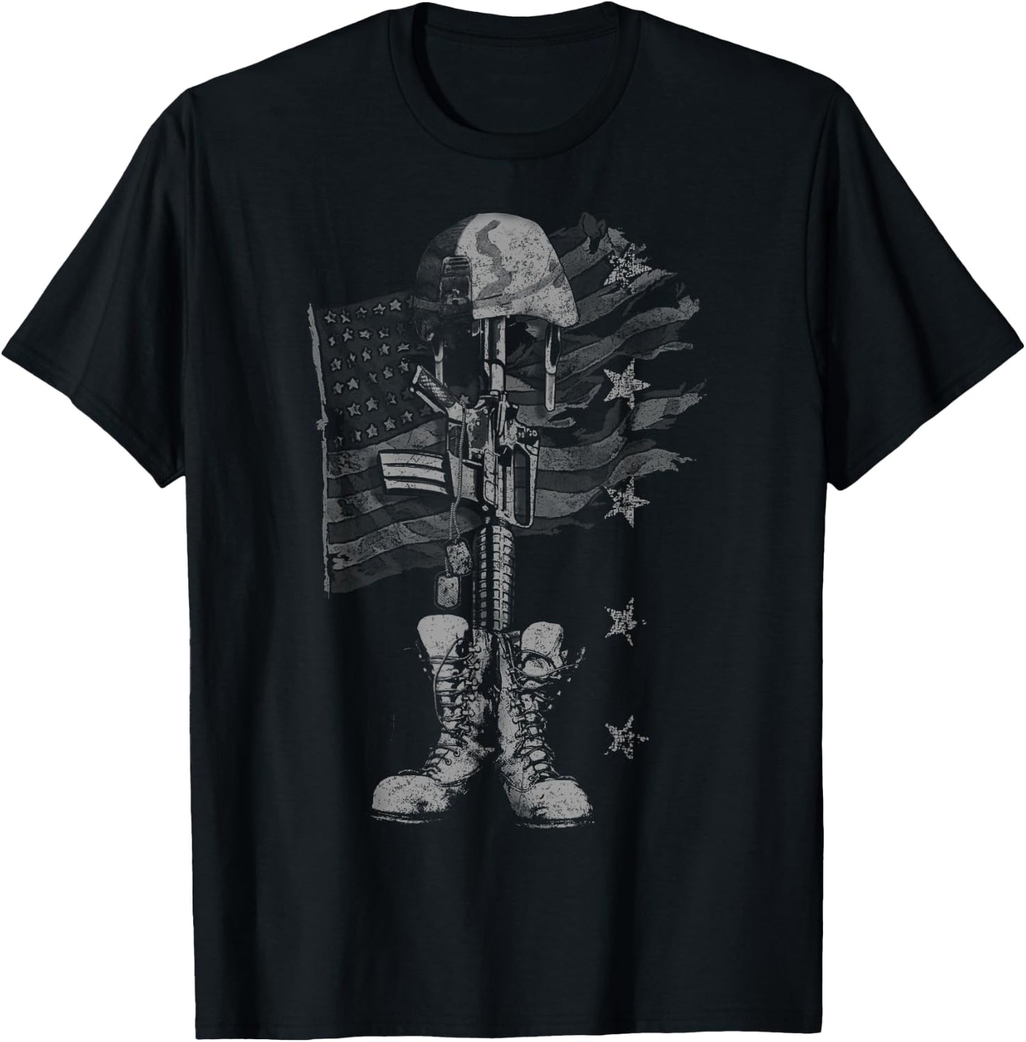 American Flag Battlefield Cross T-Shirt - T-Shirt | Black