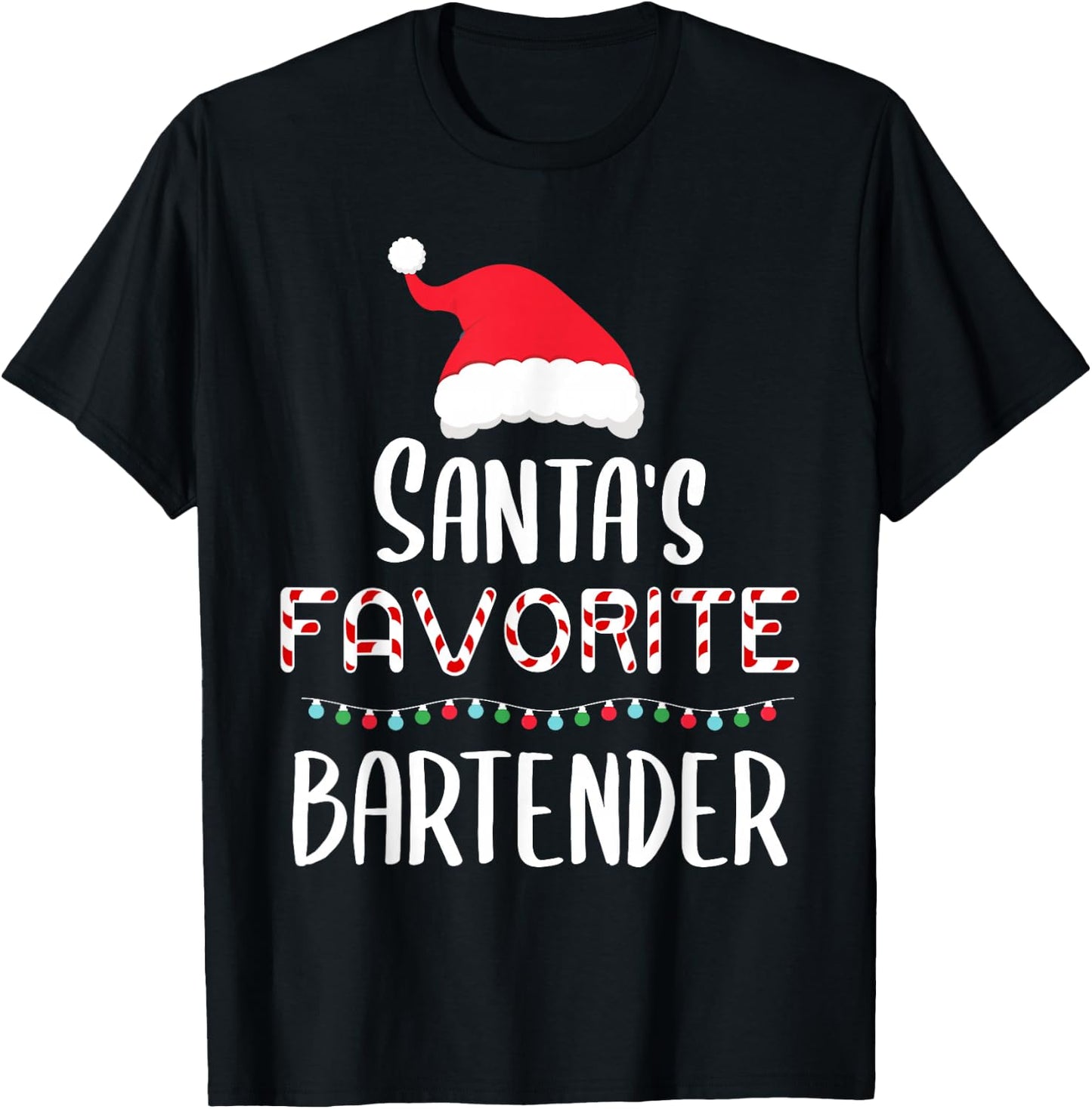 Santas Favorite Bartender Pajamas - Xmas Bartender Costume T-Shirt - T-Shirt | Black