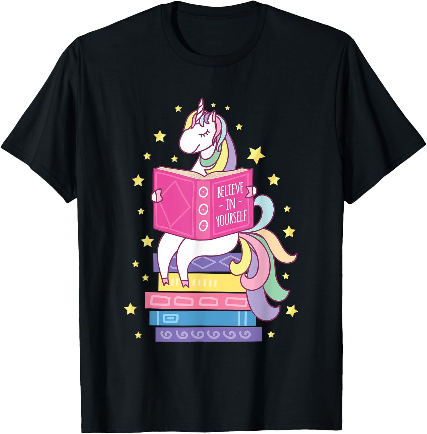 Reading Library Unicorn Read Books Lover Reader Gift T-Shirt - T-Shirt | Black