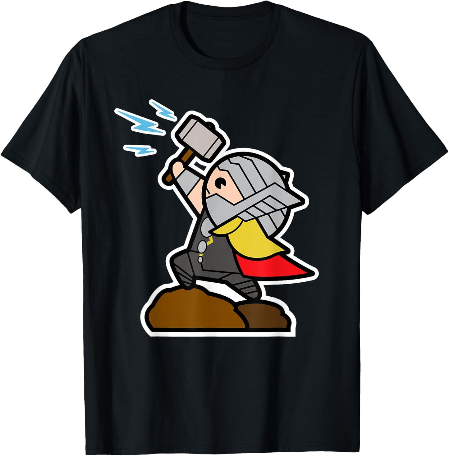 Marvel Thor Mjolnir Hammer Cute Kawaii Graphic T-Shirt - T-Shirt | Black
