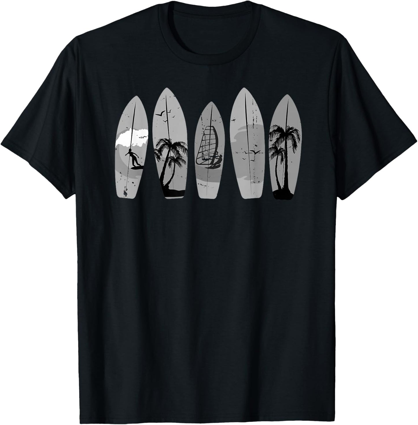 Surfing Surfboard Vintage Classic Retro Surfboarder Surfer T-Shirt - T-Shirt | Black