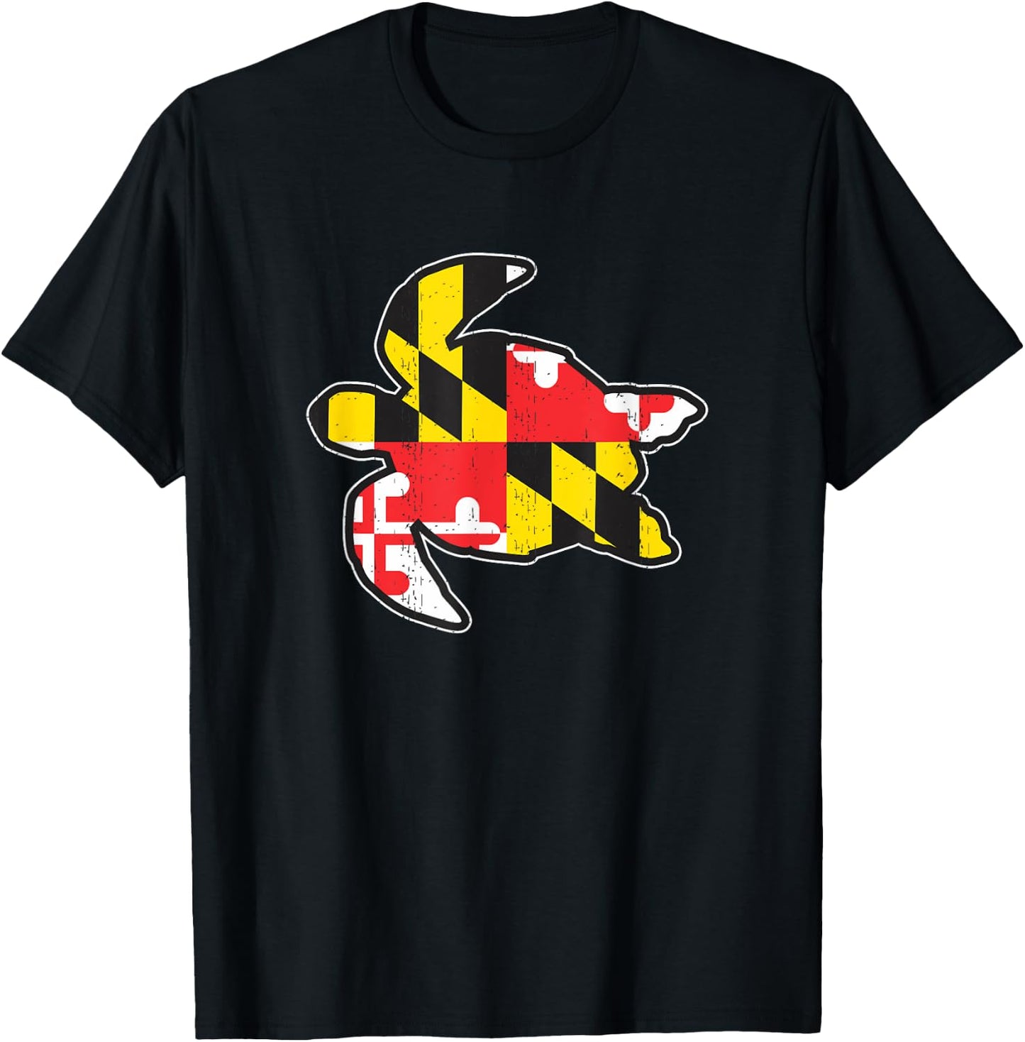 Maryland State Flag Turtle Shirt Funny reptile T-Shirt - T-Shirt | Black