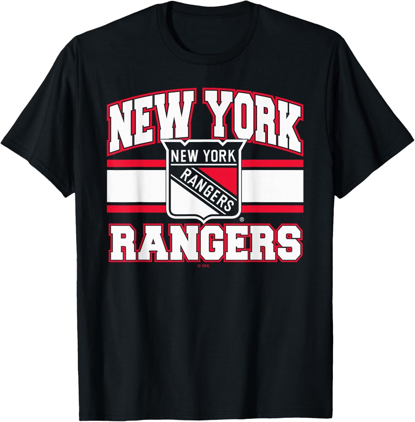 New York Rangers Stripe Royal Blue Officially Licensed T-Shirt - T-Shirt | Black