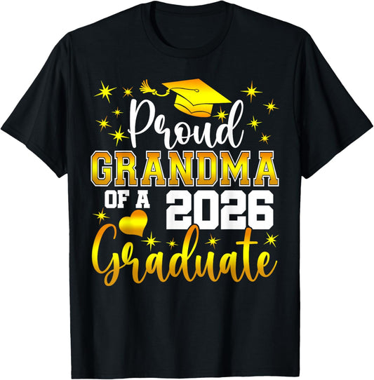 Proud Grandma of a Class of 2026 Graduate Senior Graduation T-Shirt - T-Shirt | Black
