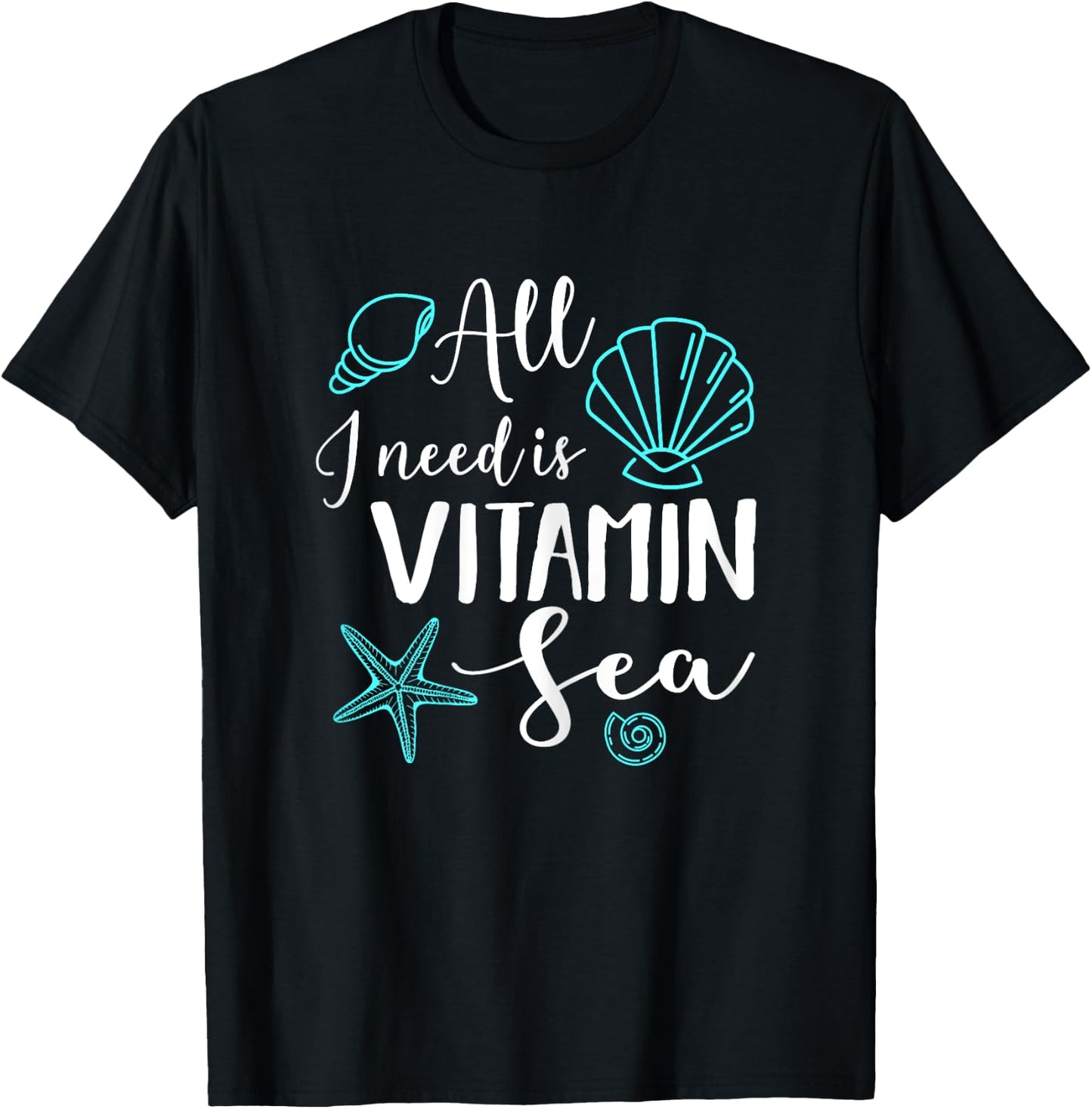 Funny Beach Ocean Sailing All I Need Is Vitamin Sea Women T-Shirt - T-Shirt | Black