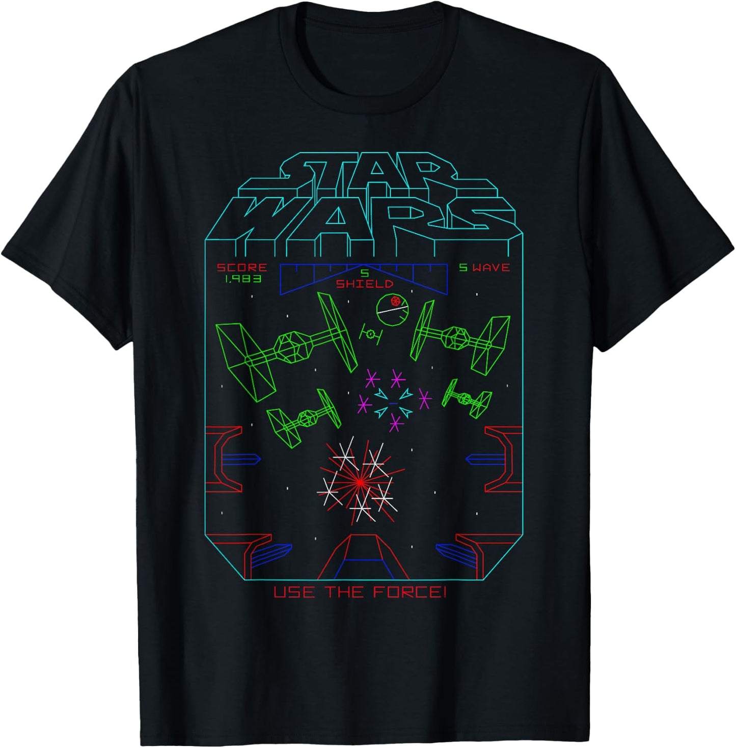Star Wars Space Fight Vintage Arcade Graphic T-Shirt - T-Shirt | Black