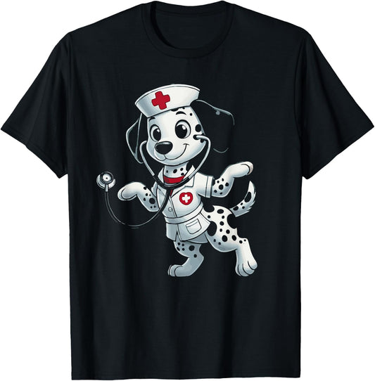 Dalmatian Nurse Dalmatians Dally Dog Dal T-Shirt - T-Shirt | Black