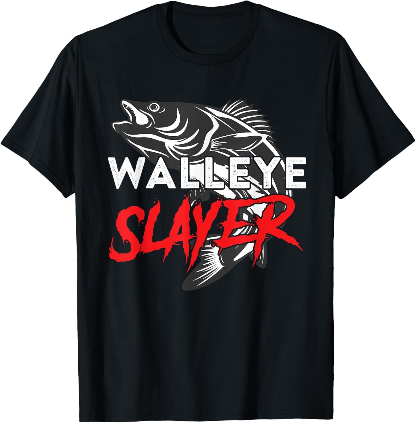 Walleye Slayer Fishing Fisherman Walleye T-Shirt - T-Shirt | Black