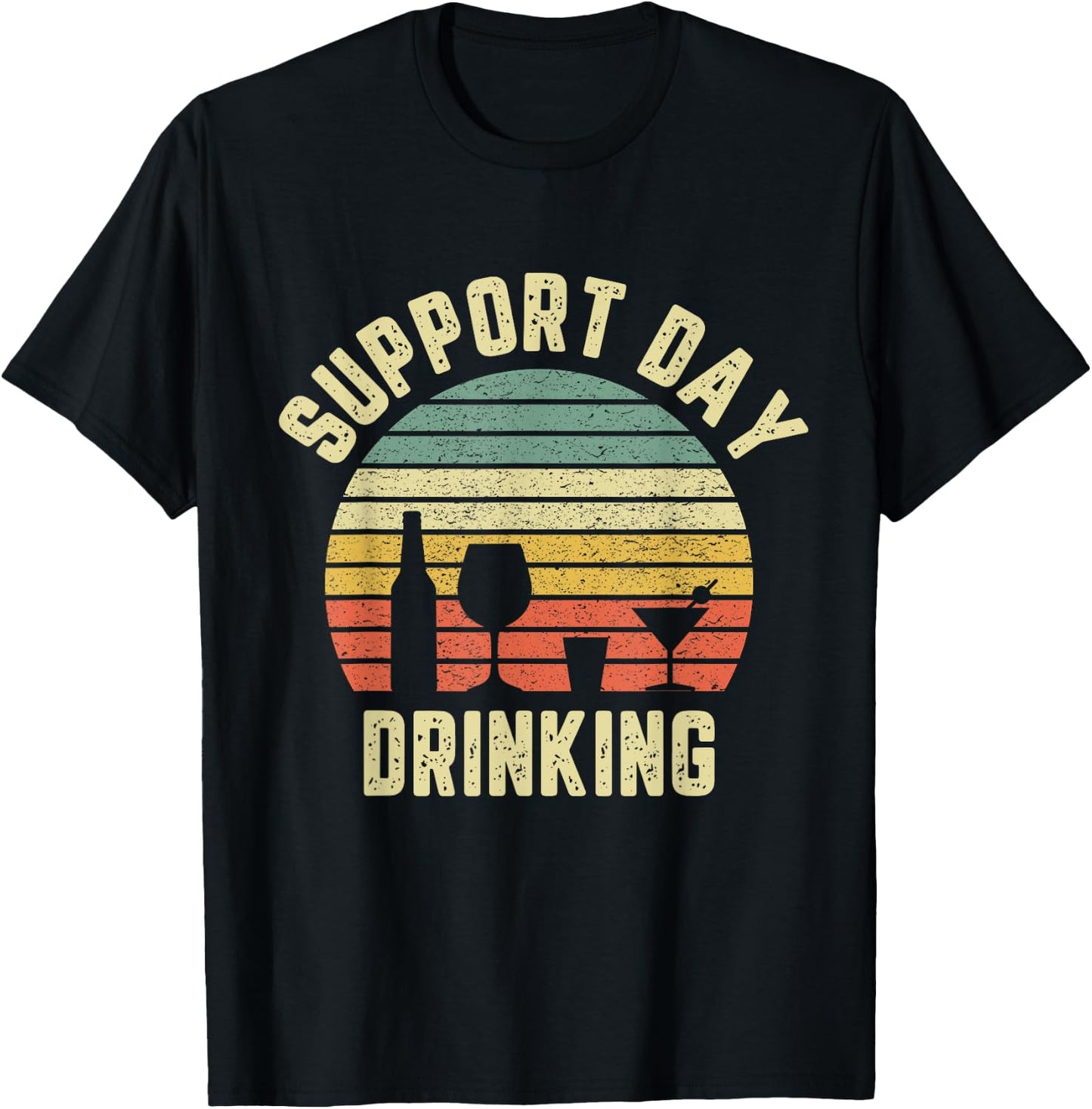 Vintage Support Day Drinking Shirt Retro Alcohol Gift T-Shirt - T-Shirt | Black