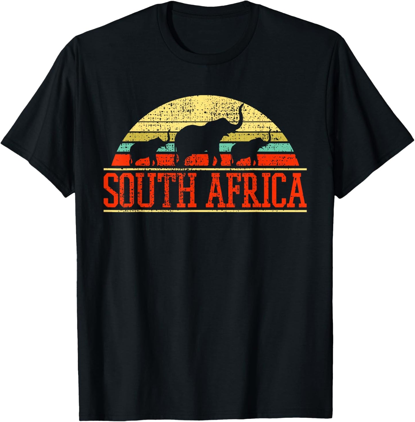 South Africa Elephant Gift Retro Vintage T-Shirt - T-Shirt | Black