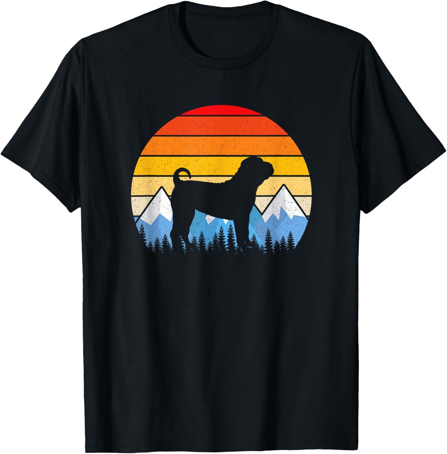 Vintage Retro Chinese Shar-Pei T Shirt Chinese Shar-Pei Gift T-Shirt - T-Shirt | Black