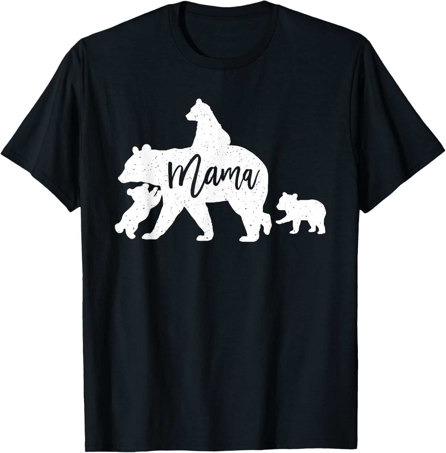 Mama Bear 3 Baby Bear Cubs Following Riding on Back T-Shirt - T-Shirt | Black