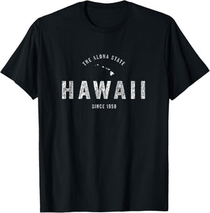 Hawaii T Shirt Vintage Sports Design Retro HI T-Shirt - T-Shirt | Black