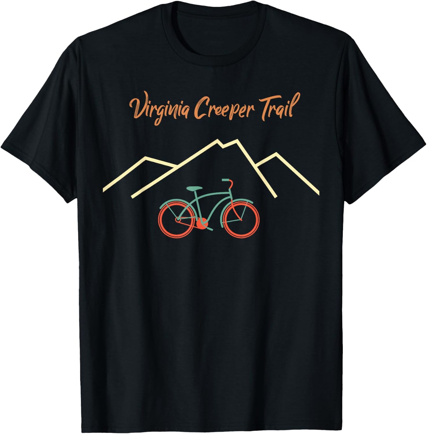 Virginia Creeper Trail Retro Mountain Bike and Hike T-Shirt - T-Shirt | Black