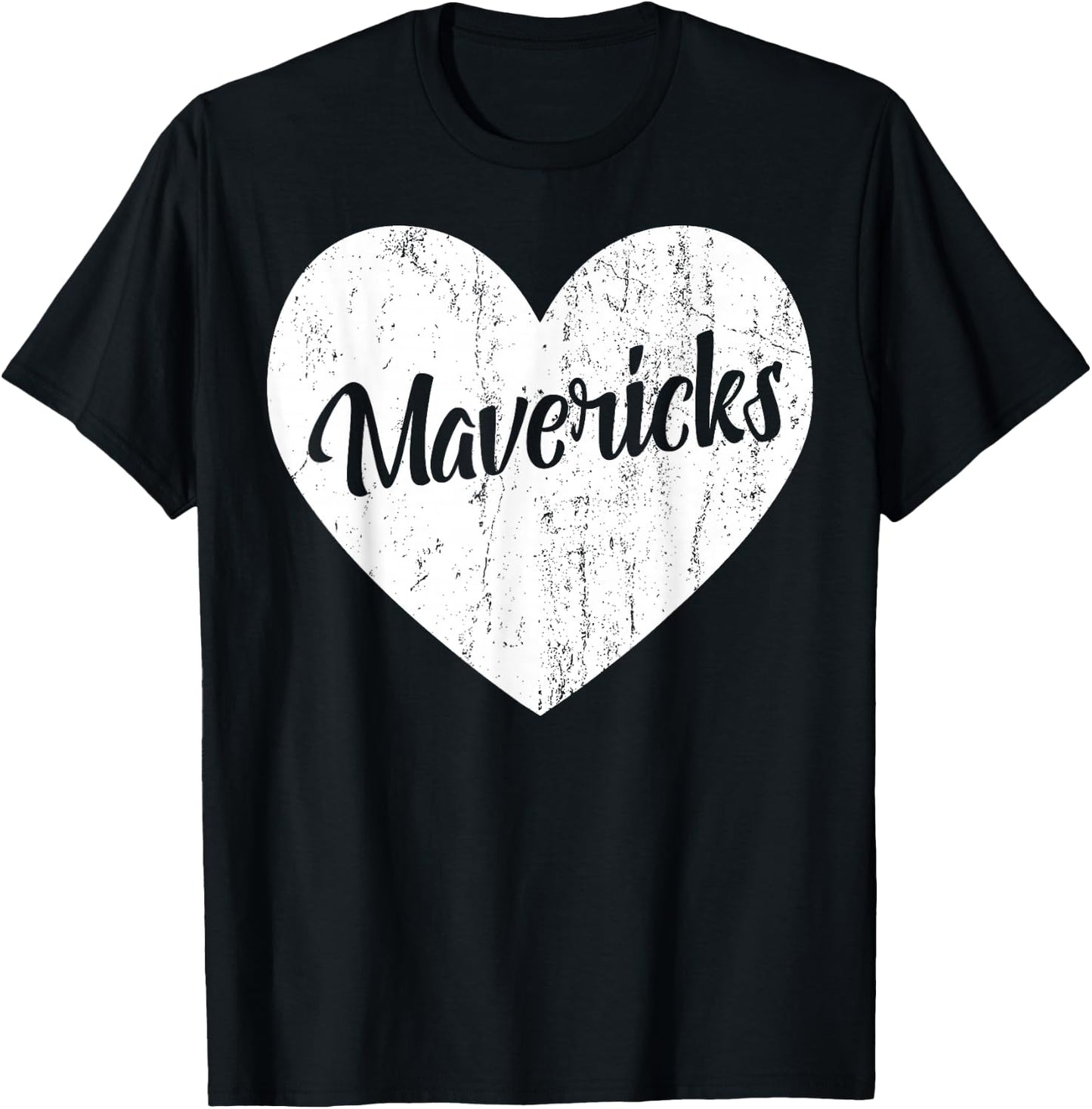 Mavericks School Sports Fan Team Spirit Mascot Heart Gift T-Shirt - T-Shirt | Black