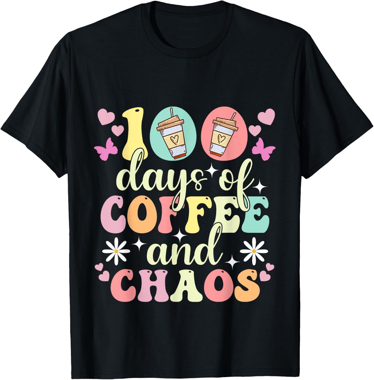 100 Days Of School Coffee Lover 100th Day Of School Teacher T-Shirt - T-Shirt | Black
