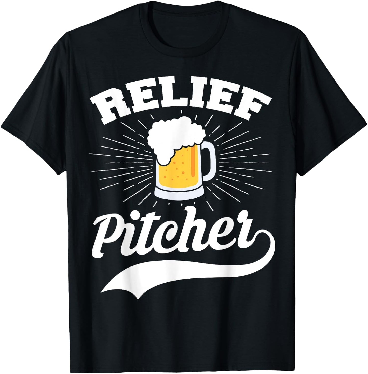 Beer Funny Relief Pitcher Baseball T-Shirt - T-Shirt | Black