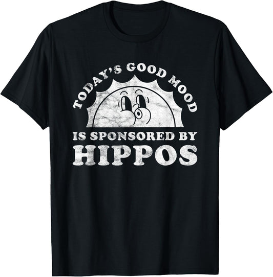 Funny Cute Retro Vintage Hippos or Hippo T-Shirt - T-Shirt | Black