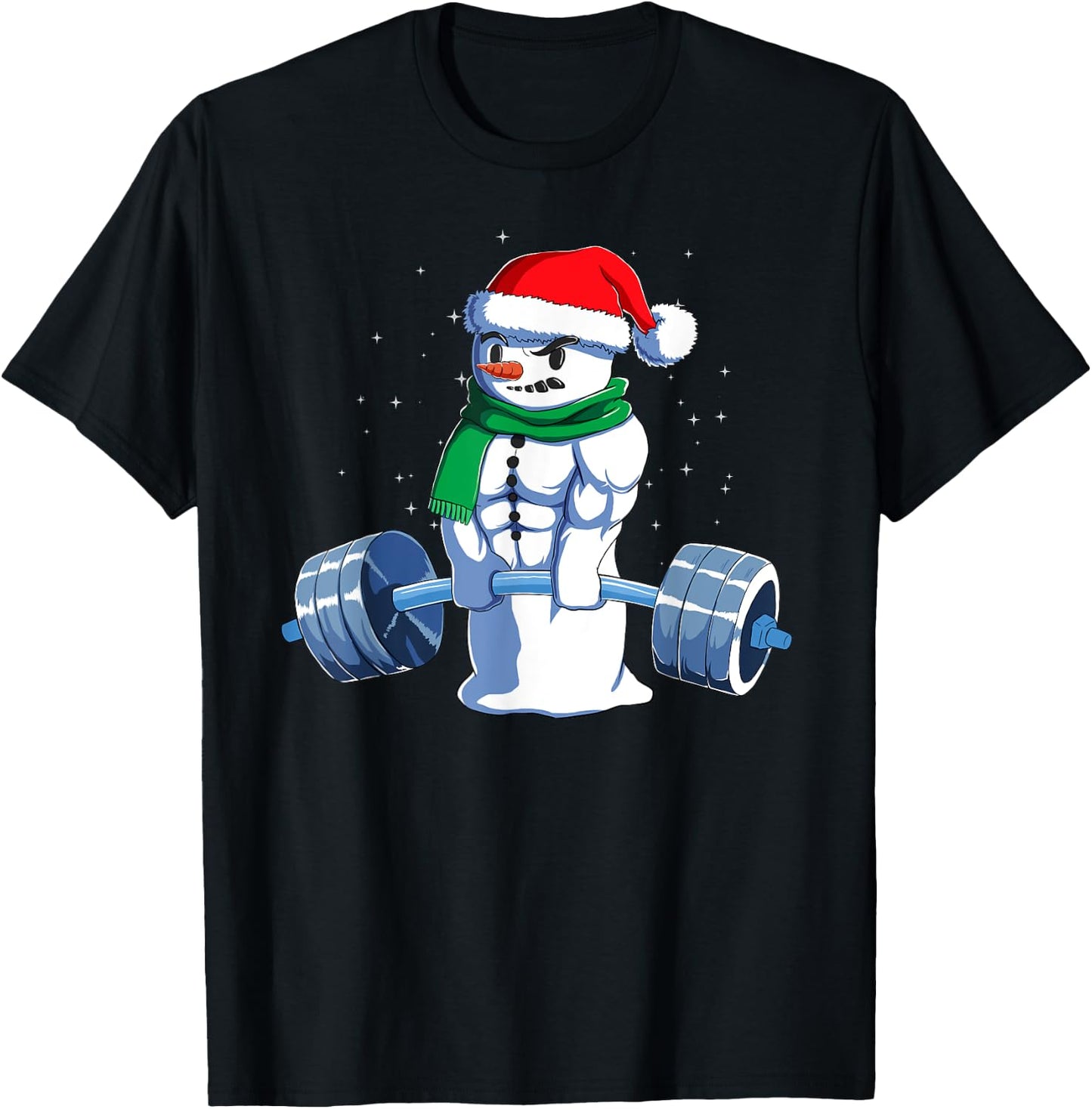 Kreuzheben Geschenk Adults Fitness Enthusiasts Black Cotton Blend , Small, Short Sleeve, , Classic Fit, Christmas, Gym, Snowman Weightlifting Weight Lifting T-Shirt - T-Shirt | Black