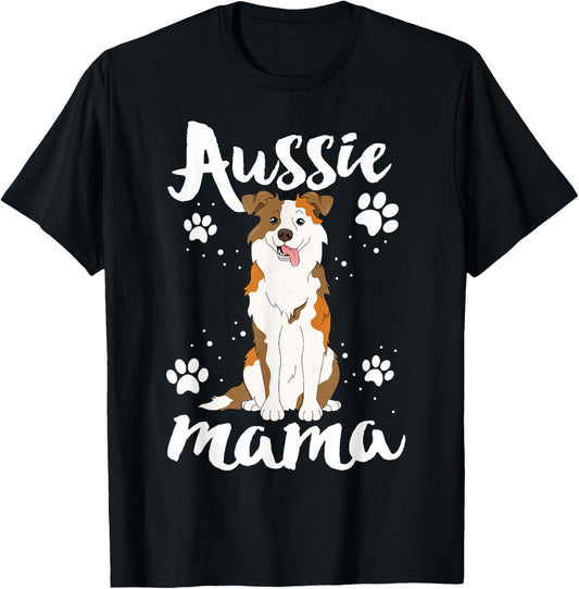 Dog Mama Shirt Australian Shepherd Aussie Mom T-Shirt - T-Shirt | Black