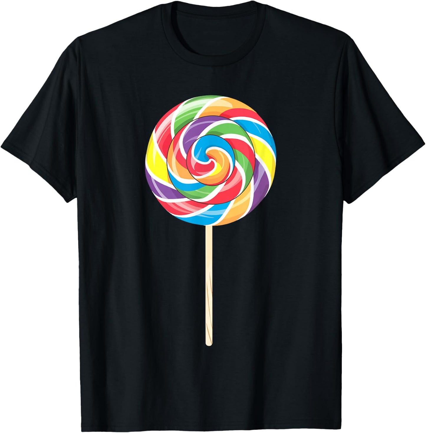 Lollipop Shirt Men Women Kids Rainbow Sucker Candy Costume T-Shirt - T-Shirt | Black