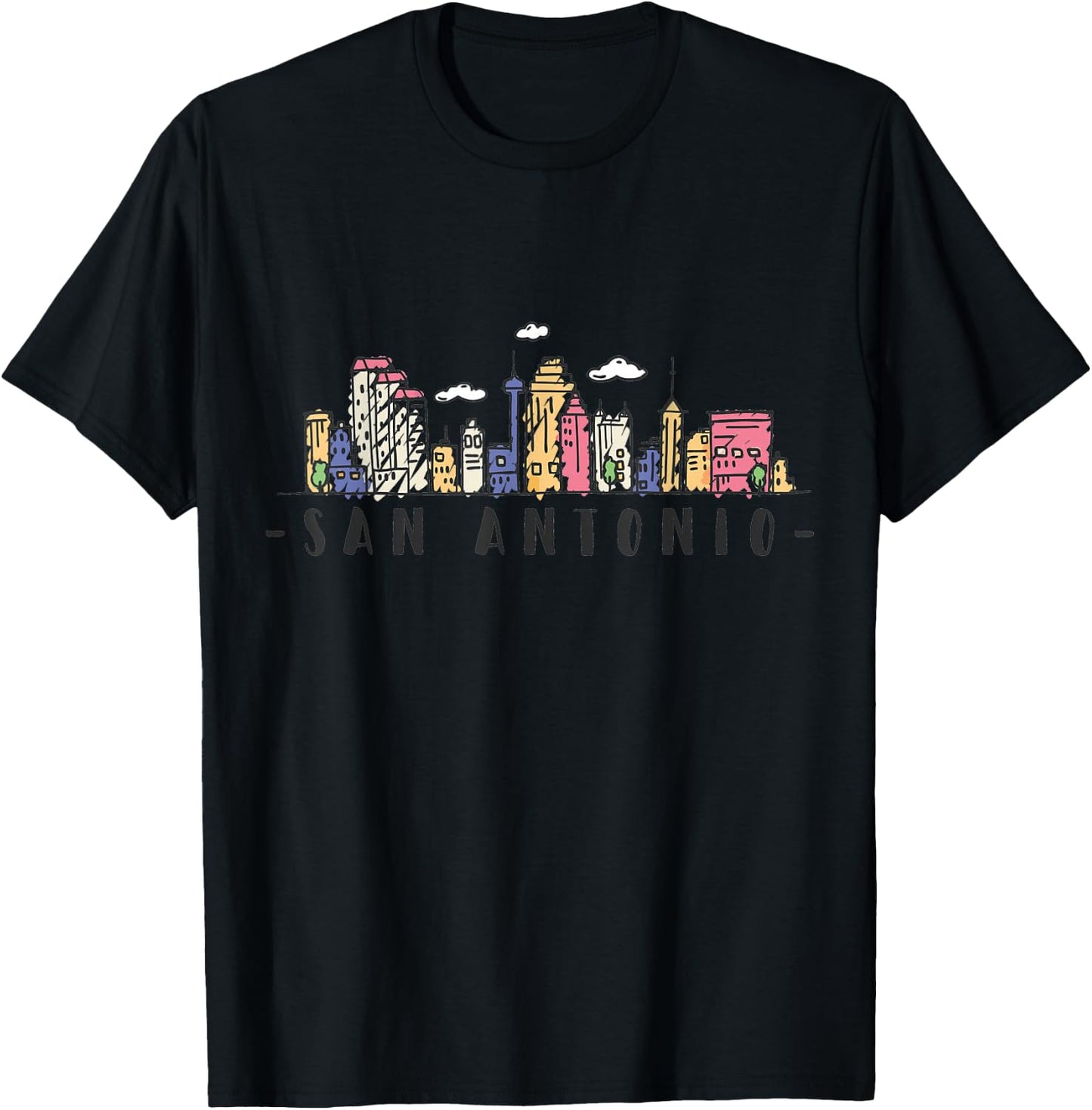 San Antonio Skyline Texas Pride City Souvenir Gift T-Shirt - T-Shirt | Black