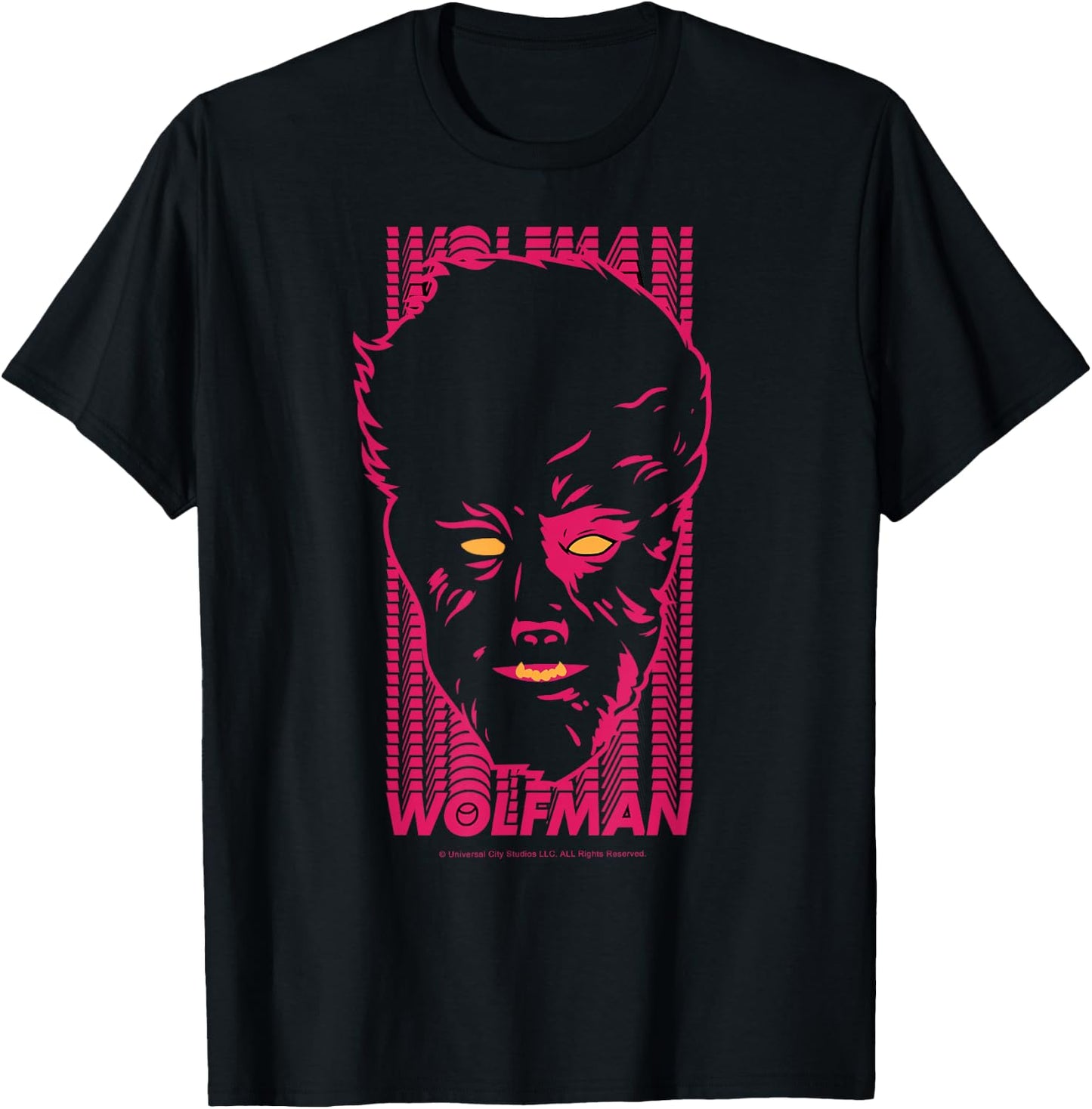 Universal Monsters The Wolf Man Name Stack Portrait T-Shirt - T-Shirt | Black