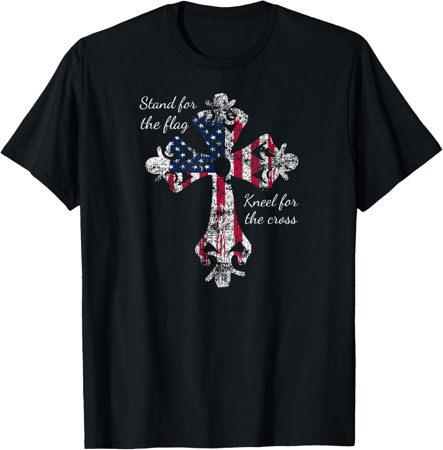 Stand for the Flag Kneel for the Cross Proud Patriotic USA Kids Men T-Shirt - T-Shirt | Black