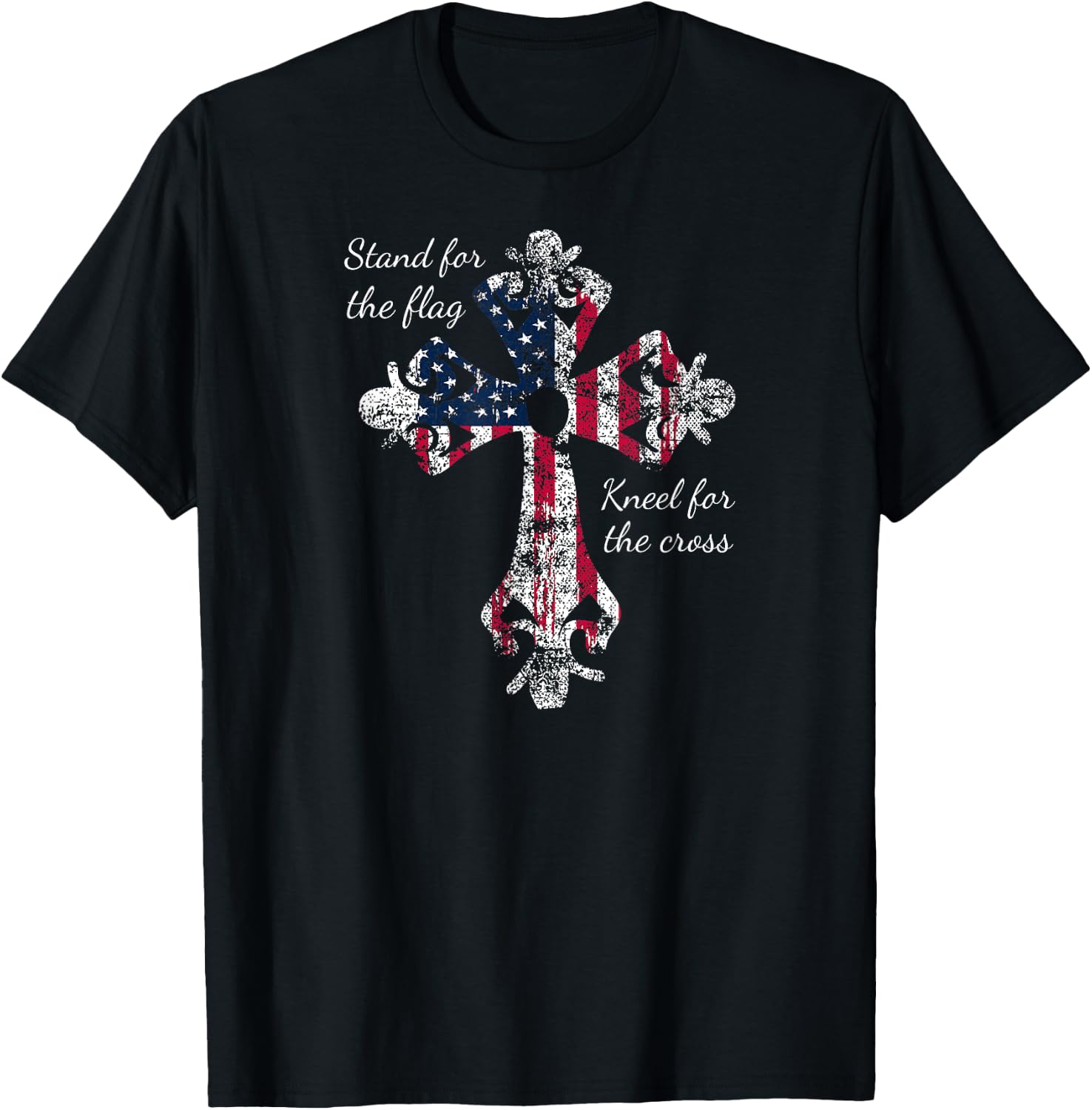 Stand for the Flag Kneel for the Cross Proud Patriotic USA Kids Men T-Shirt - T-Shirt | Black