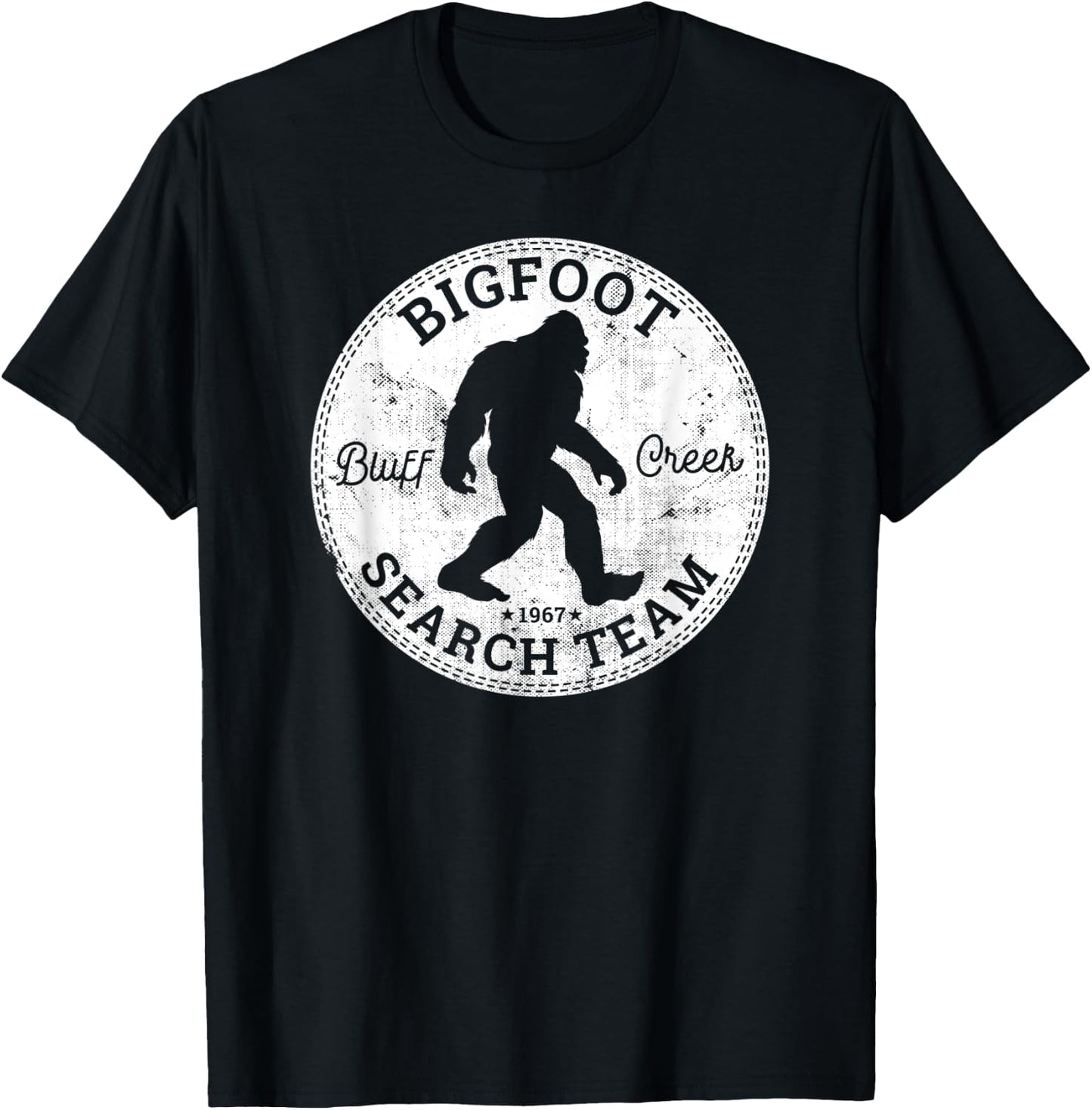 Bigfoot Search Team Retro Vintage Sasquatch Bluff Creek 1967 T-Shirt - T-Shirt | Black