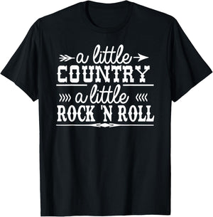 A Little Country A Little Rock N Roll Western Shirt T-Shirt - T-Shirt | Black
