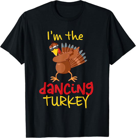 Dancing Turkey Matching Family Group Thanksgiving Party T-Shirt - T-Shirt | Black