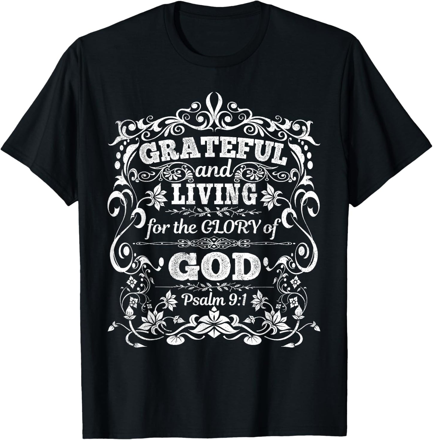 Psalm With Bible Sayings About Gratefulness T-Shirt - T-Shirt | Black