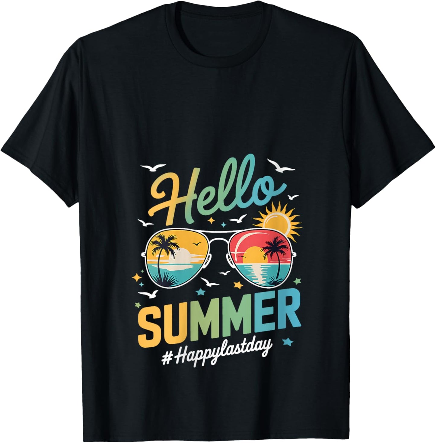 Hello Summer Teacher Happy Last Day of School Pre-K V-Neck T-Shirt - T-Shirt | Black