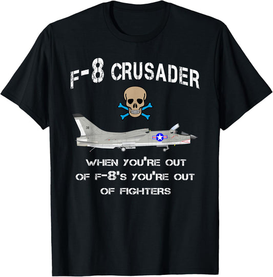 F-8 Crusader Shirt Military Aircraft T-Shirt - T-Shirt | Black