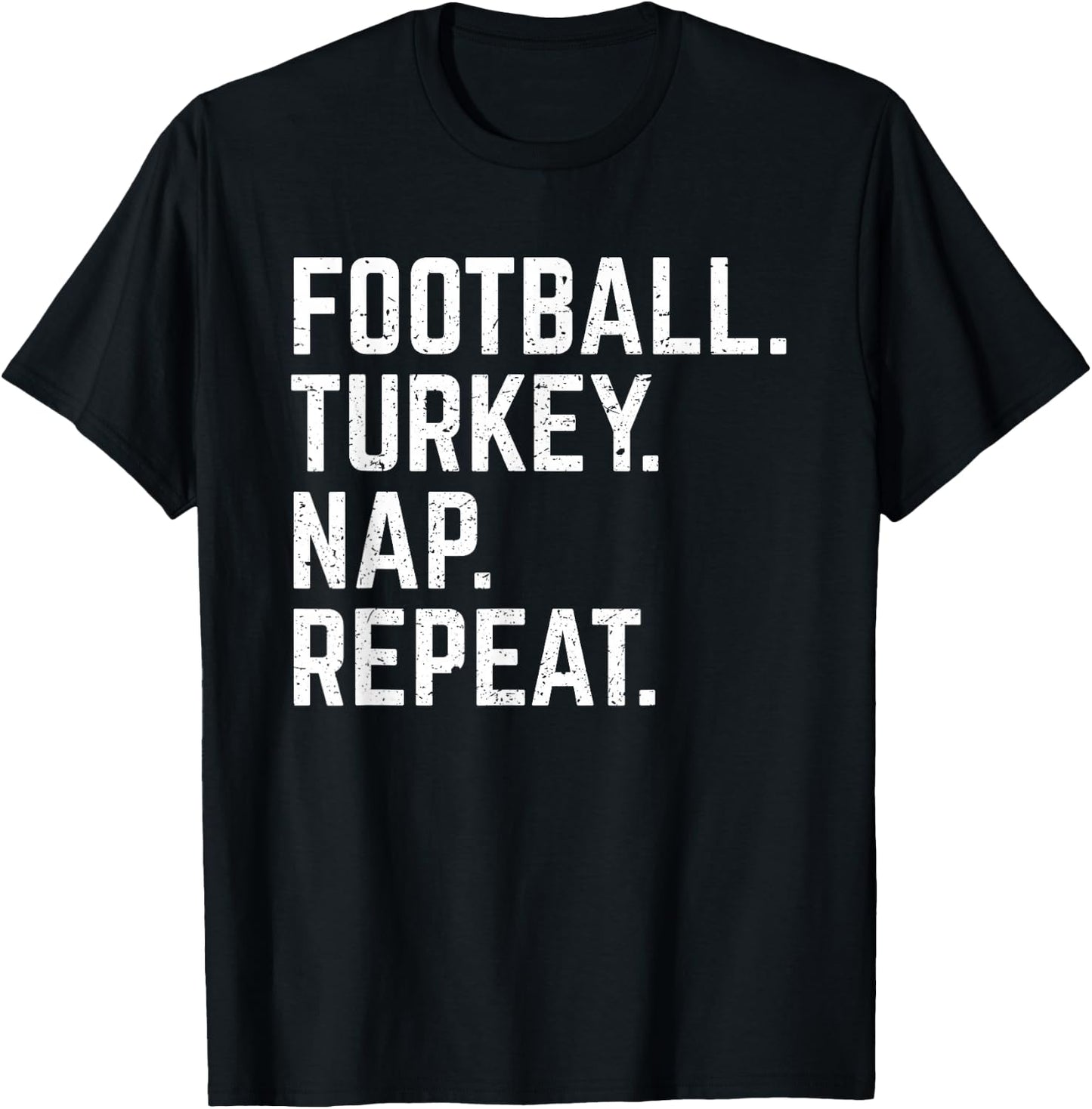 Football Turkey Nap Repeat Thanksgiving Shirt Kids Gift T-Shirt - T-Shirt | Black