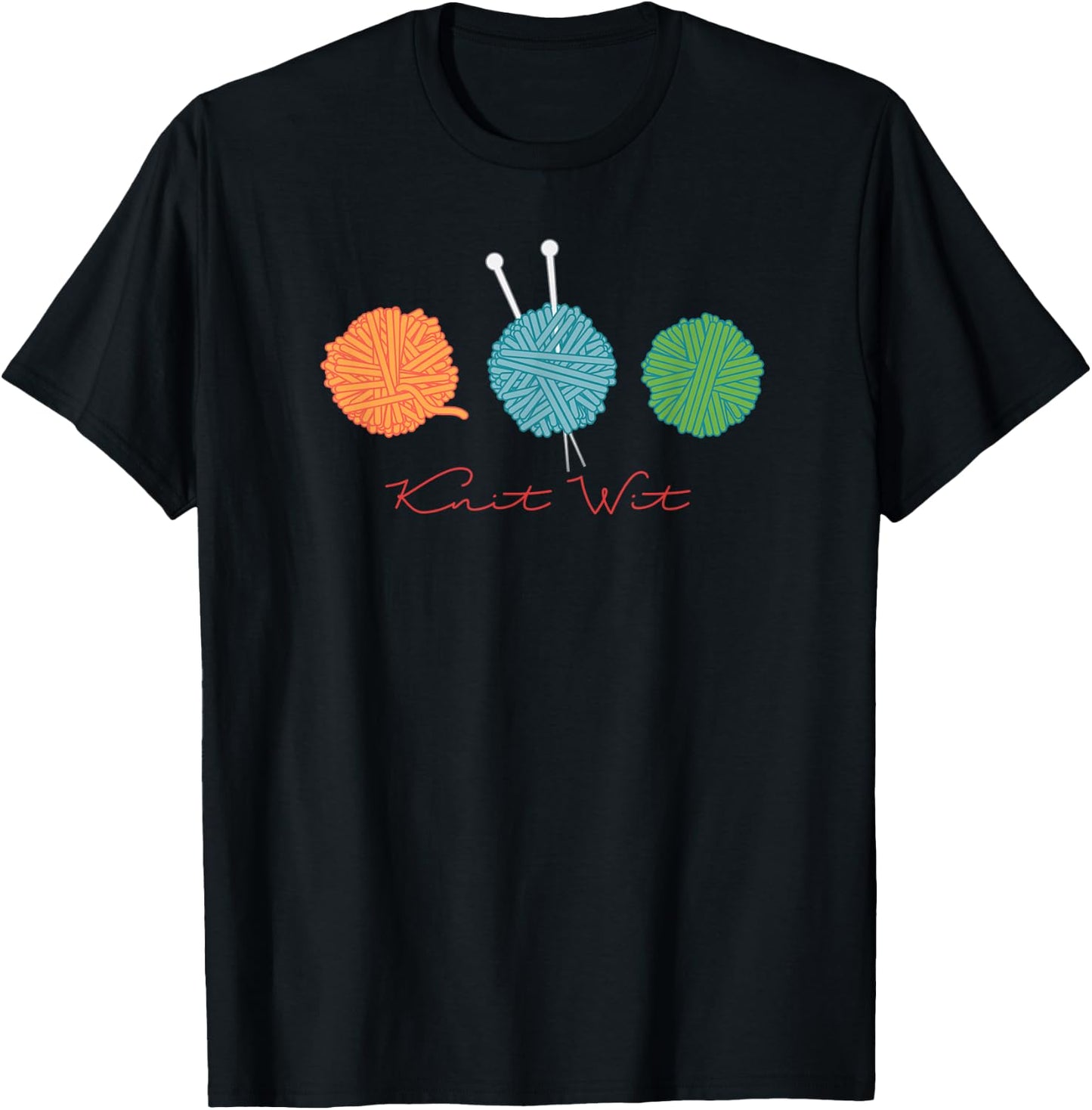 funny knit DESIGN for knitters crafters crocheters T-Shirt - T-Shirt | Black