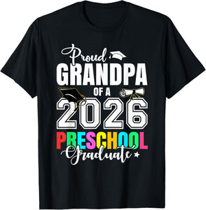 Proud Grandpa of A 2026 Preschool Graduate Graduation T-Shirt - T-Shirt | Black